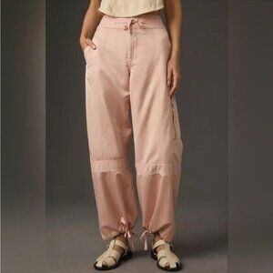 ANTHROPOLOGIE Pilcro Satin Cargo Parachute Pants Pink Combo Size 31 NEW